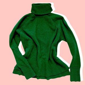 J. CREW Merino Wool Alpaca Kelly Green Turtleneck Sweater